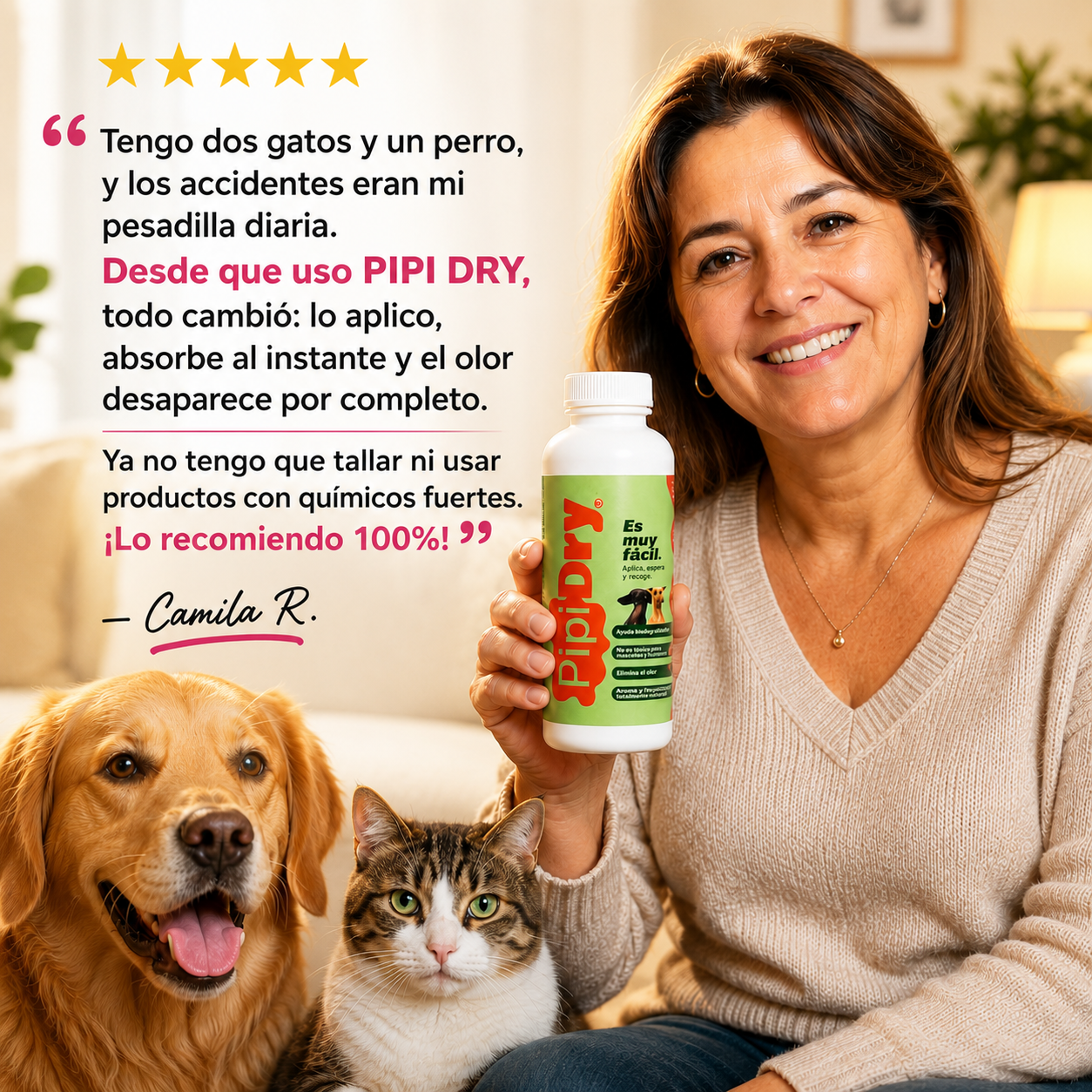 •	PipiDry™️ – Convierte la Orina y el Vómito en Polvo para una Limpieza Rápida y Sin Complicaciones ✅