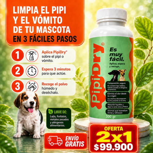 •	PipiDry™️ – Convierte la Orina y el Vómito en Polvo para una Limpieza Rápida y Sin Complicaciones ✅