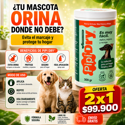 •	PipiDry™️ – Convierte la Orina y el Vómito en Polvo para una Limpieza Rápida y Sin Complicaciones ✅
