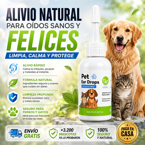 OFERTA 2 X 1: Petvora™️ – Limpiador Ótico Premium para Mascotas, Elimina Cera, Picazón y Mal Olor