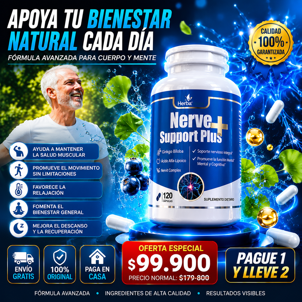 OFERTA 2 X 1 : NERVE SUPPORT PLUS™️ – Soporte Avanzado para Nervios, Reduce Hormigueo, Adormecimiento y Molestias Nerviosas