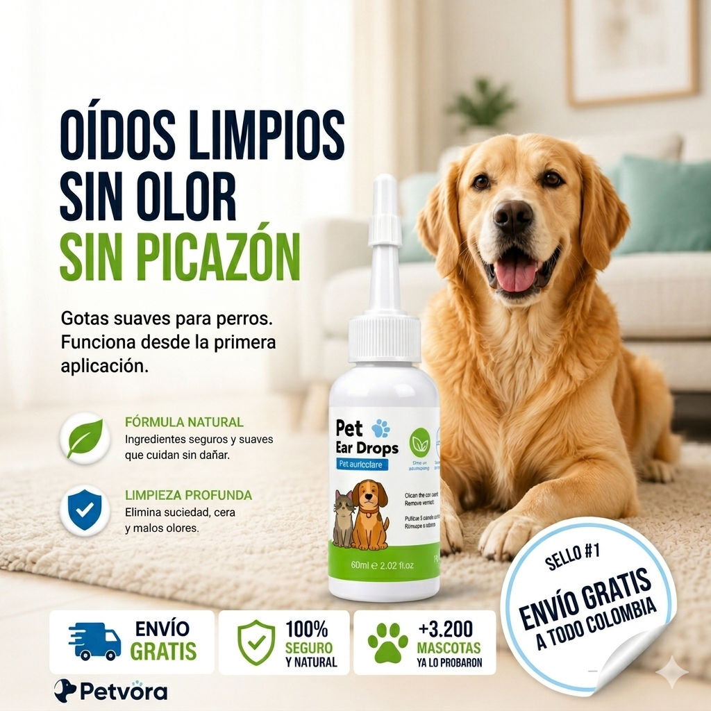 OFERTA 2 X 1: Petvora™️ – Limpiador Ótico Premium para Mascotas, Elimina Cera, Picazón y Mal Olor