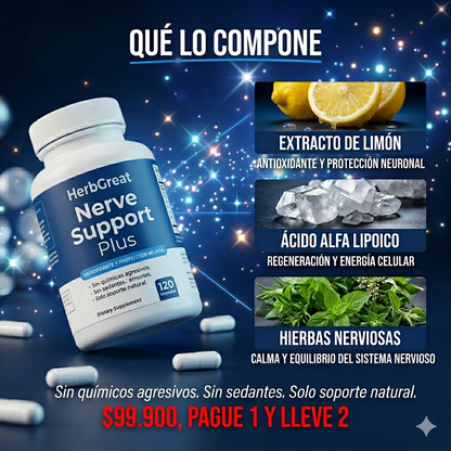 OFERTA 2 X 1 : NERVE SUPPORT PLUS™️ – Soporte Avanzado para Nervios, Reduce Hormigueo, Adormecimiento y Molestias Nerviosas
